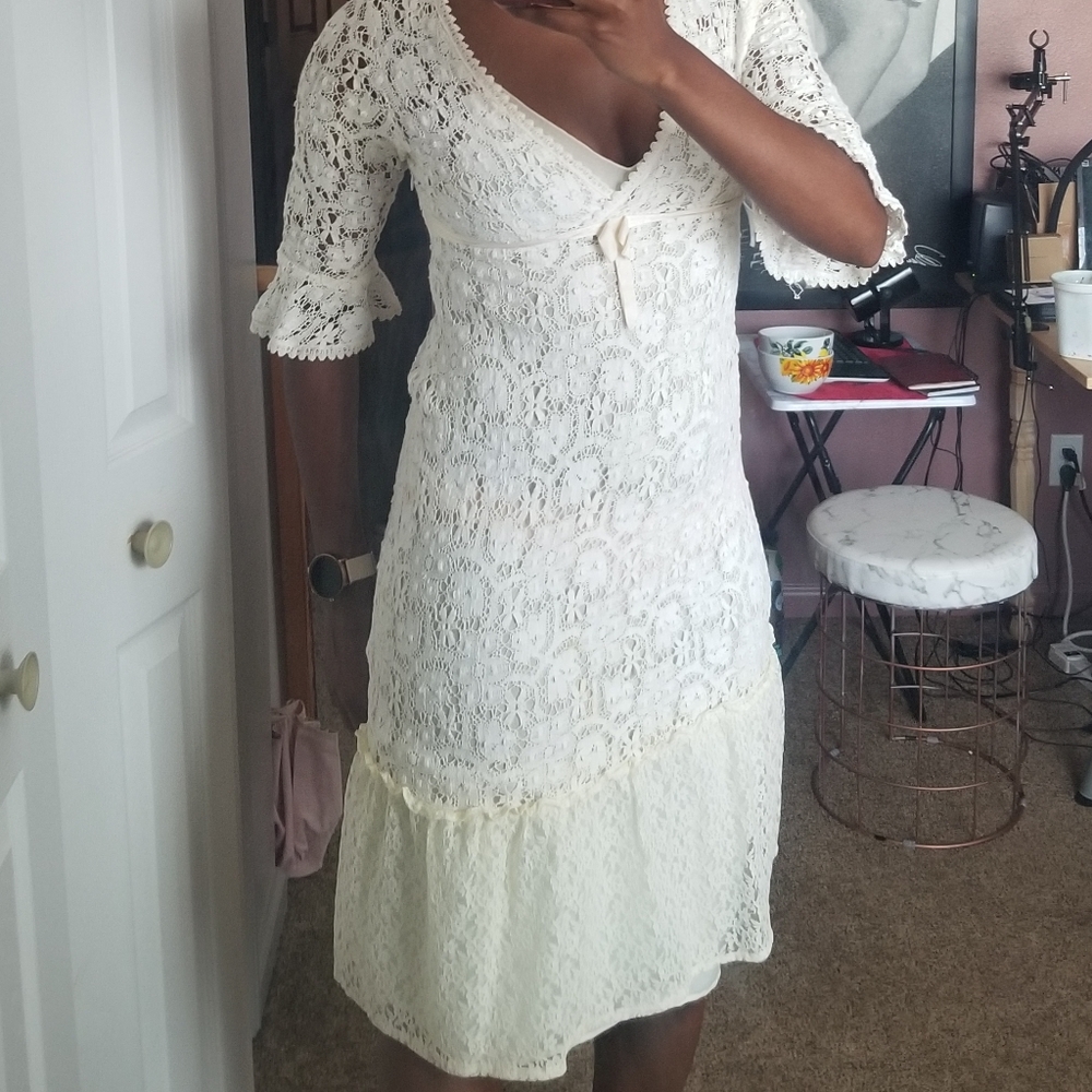 Vintage White Lace Dress by Velvet